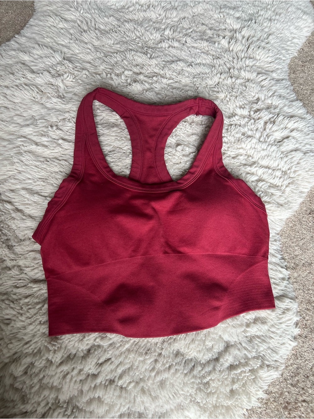 Seamless Racerback Crop Bra - Burgundy
